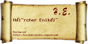 Hörcher Enikő névjegykártya